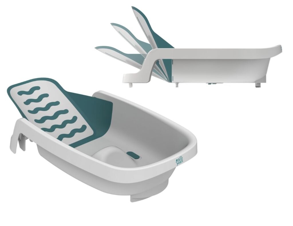 The First Years Bañera de bebé reclinable 4 en 1 - Reclinación ajustable para una comodidad personalizada desde recién nacido hasta niño pequeño - Asiento de baño para bebé todo en uno