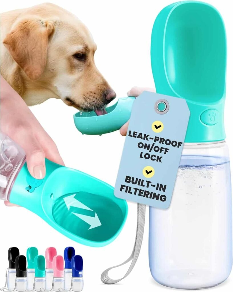 MalsiPree Botella de agua portátil para perro, a prueba de fugas, con dosificador para mascotas, para paseos al aire libre, y viajes