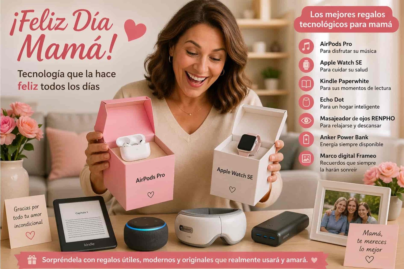 Mejores Regalos Tecnológicos para Mamá en 2026: 7 Ideas Útiles, Modernas y Originales