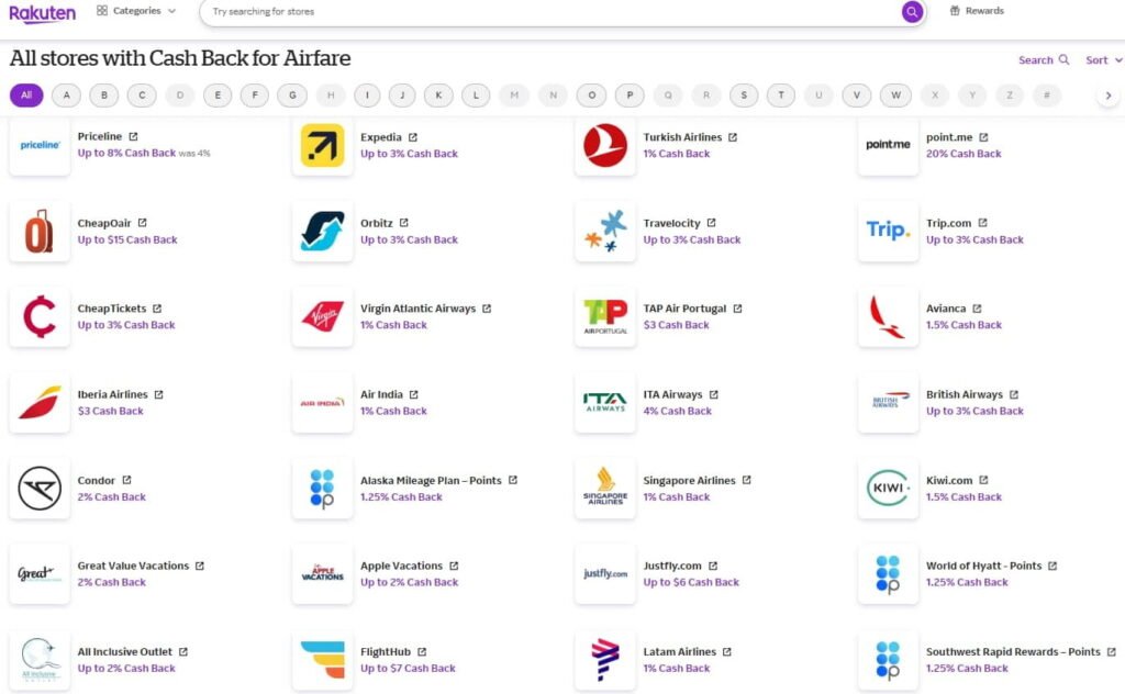 CashBack Rakuten vuelos