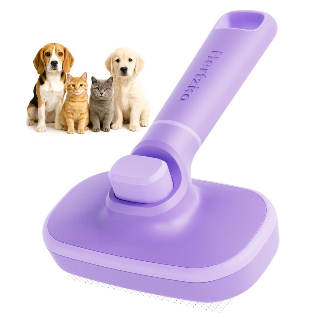 Cepillo autolimpiante de cerdas flexibles para perros y gatos - Cepillo para pelo de mascotas para desprender pelo largo y corto - Cerdas retráctiles fáciles de limpiar - Herramienta de aseo